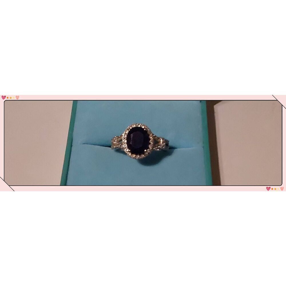 2.5 Ct. Oval Cut Blue & White Sapphire Engagement/Statement Ring Sz 8